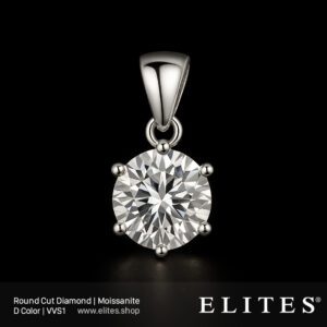ELITES Diamond Moissanite Pendant Round Cut D Color VVS1 Gemstone