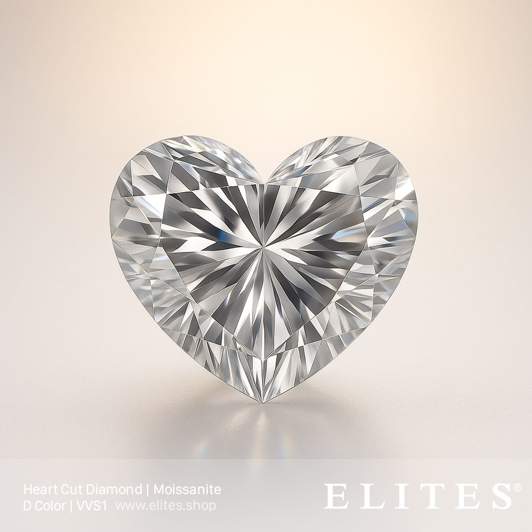 ELITES Moissanite Heart Cut D Color VVS1 Gem