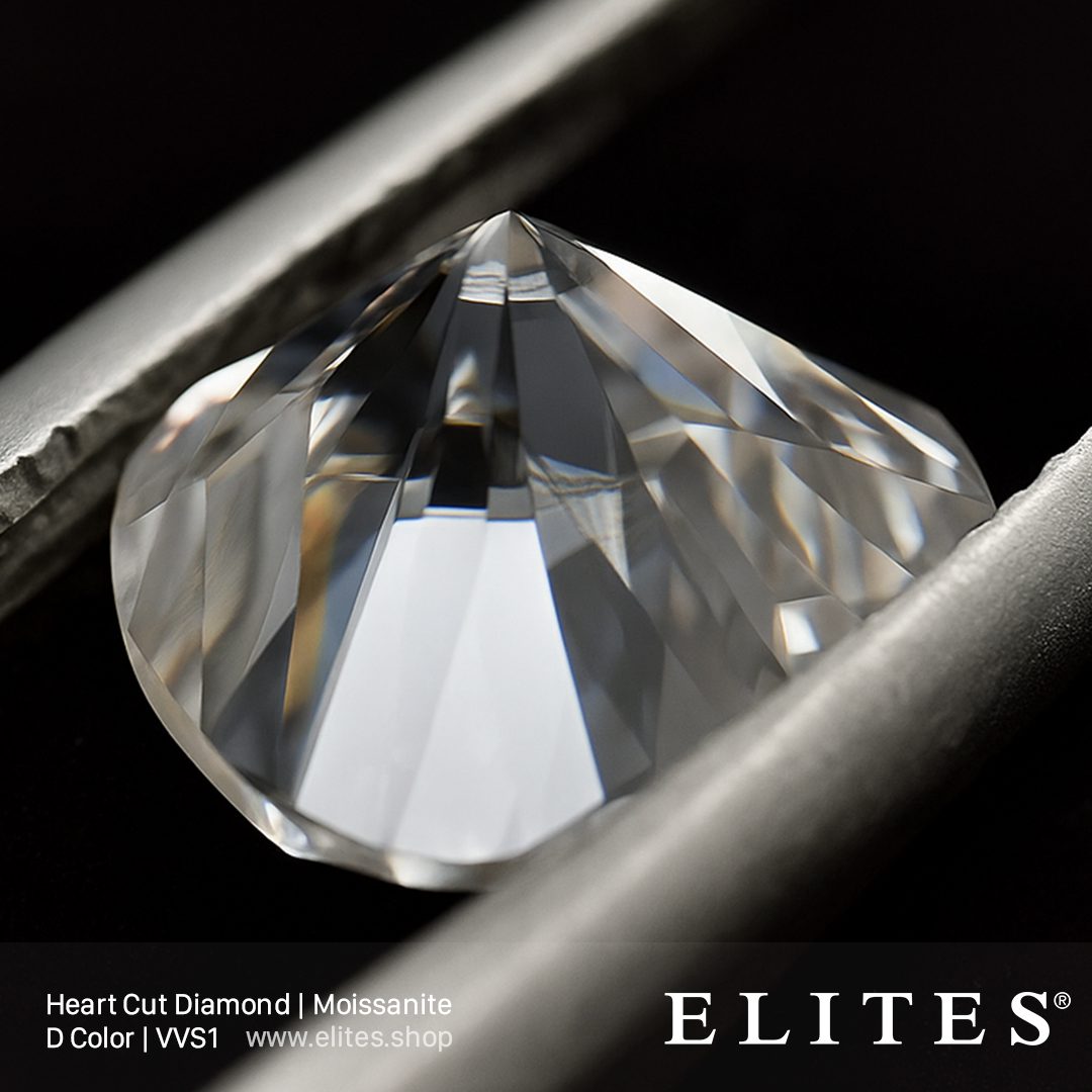 ELITES Moissanite Heart Cut D Color VVS1 Gemstone Back