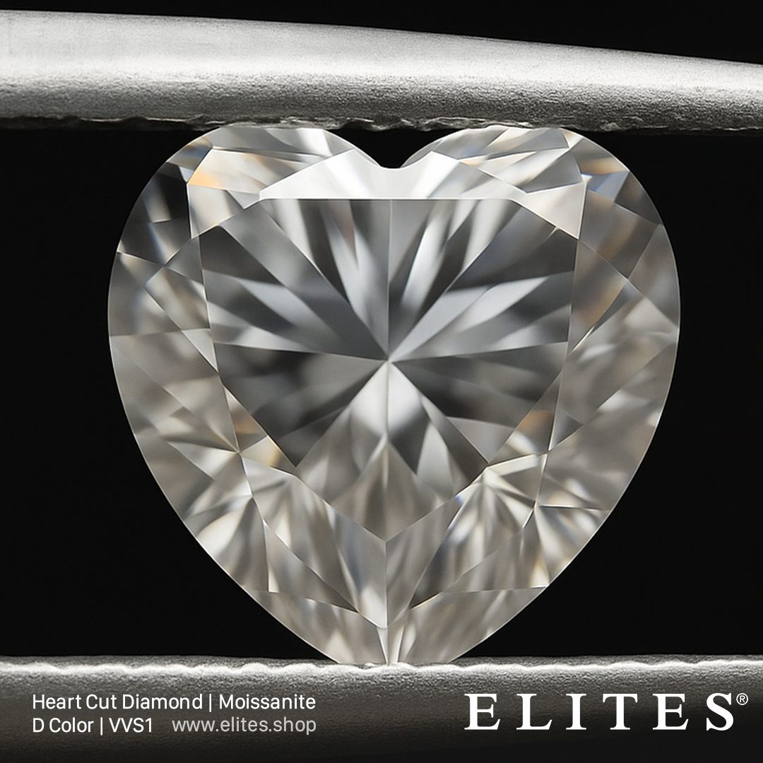ELITES Moissanite Heart Cut D Color VVS1 Gem