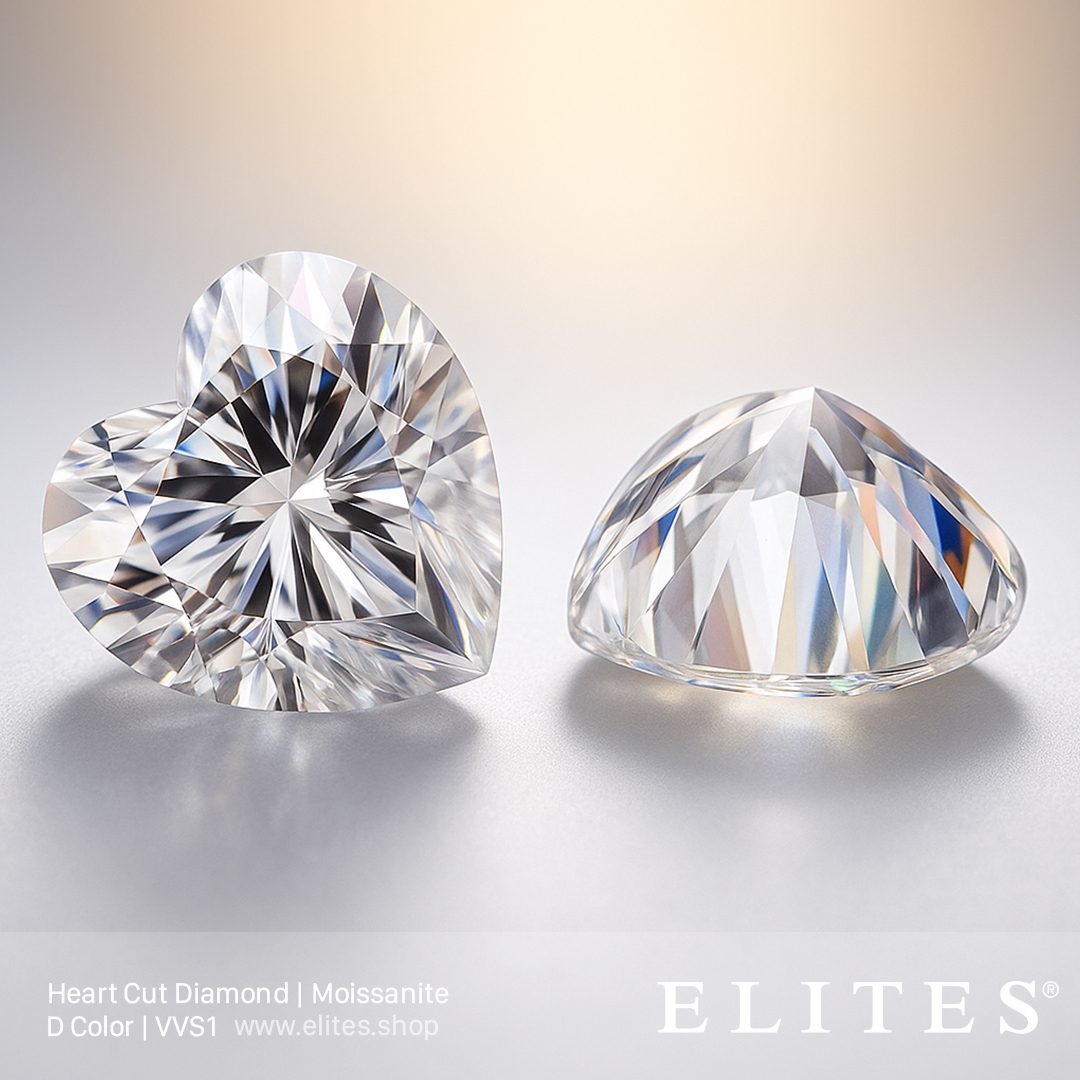 ELITES Moissanite Heart Cut D Color VVS1 Gem